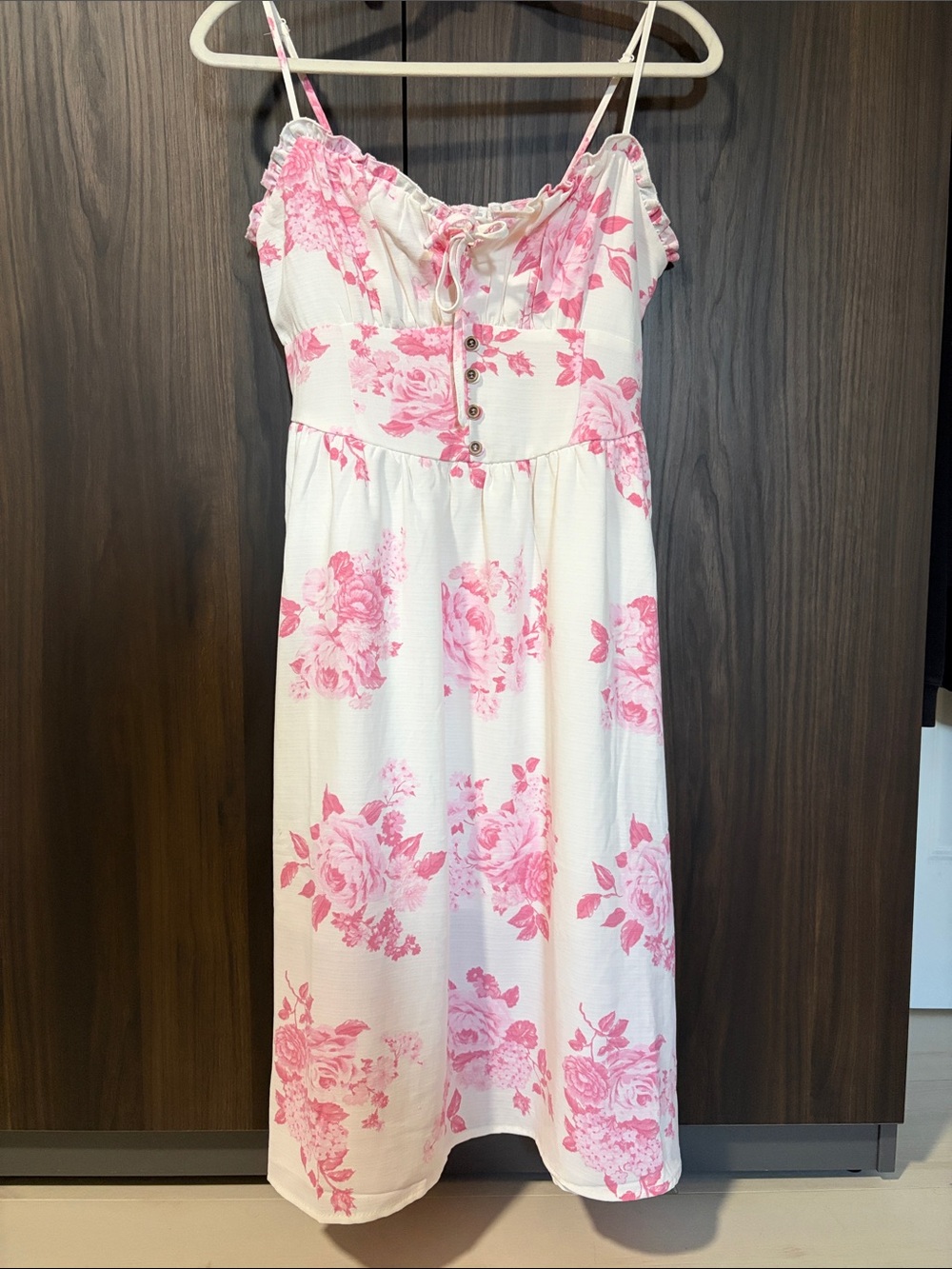 Girls' White and Pink Floral Sundress L
